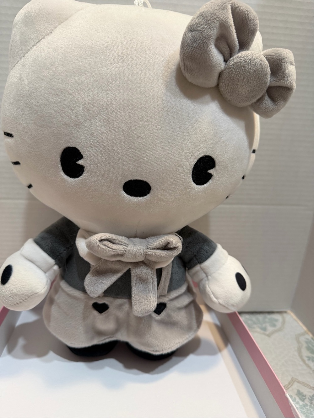 Fiesta Hello Kitty Plush Doll in Gray, White and Black with Bow
